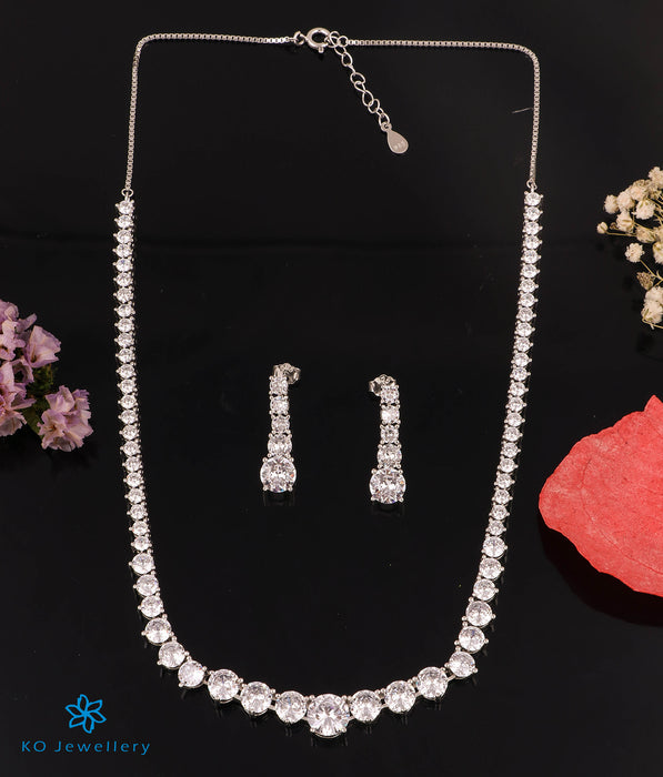 The Marilyn Solitaire Silver Necklace Set