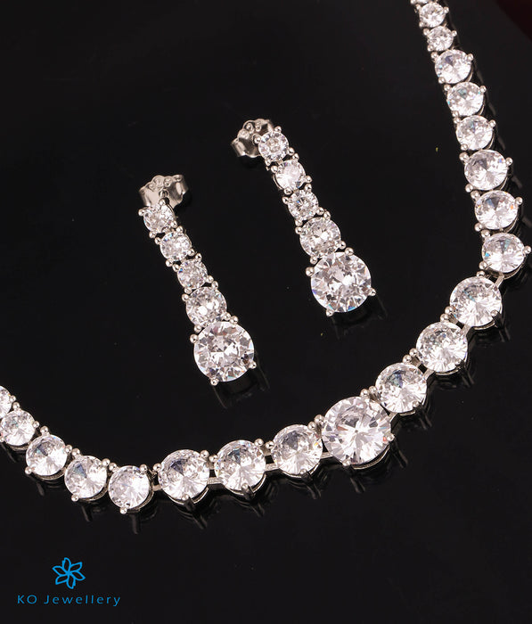 The Marilyn Solitaire Silver Necklace Set