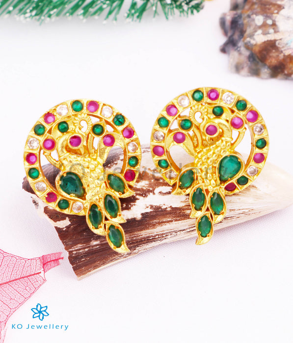 The Mor Silver Ear-studs (Red/Green)