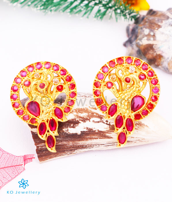 The Mor Silver Ear-studs (Red)