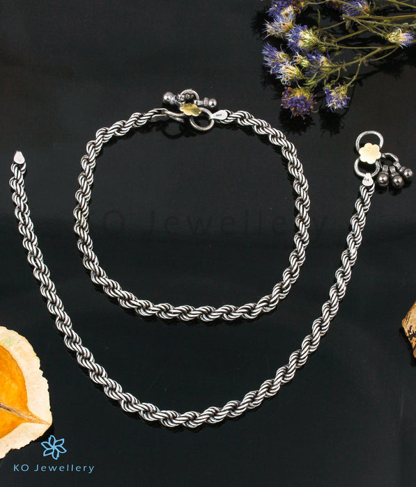 The Rutva Silver Anklets