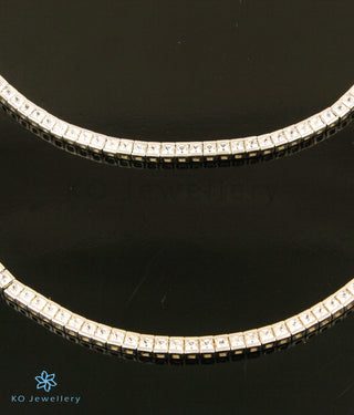 The Baguette Diamond Silver Anklets