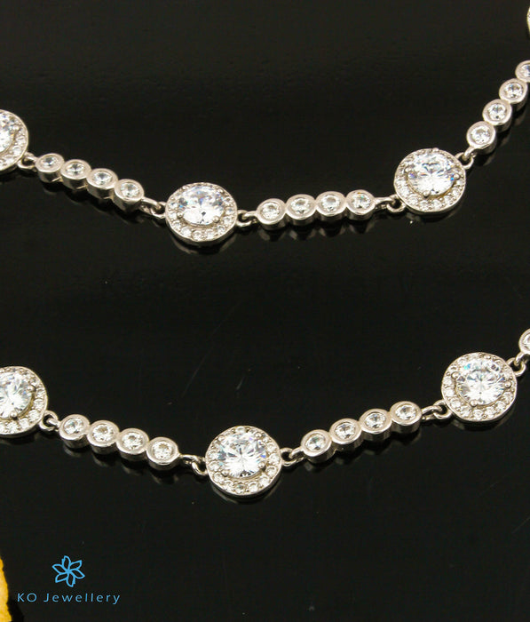 The Solitaire Silver Anklets