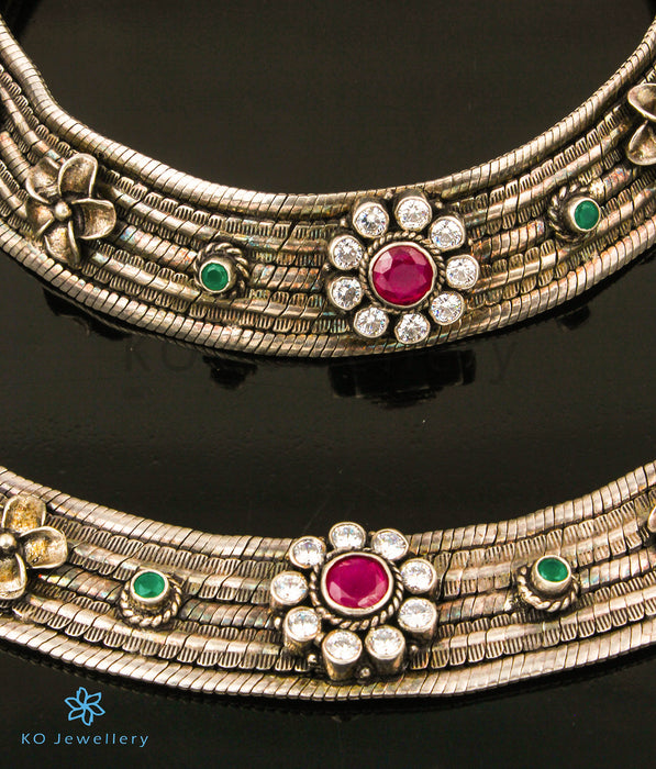The Pakhi Silver Bridal Gemstone Anklets