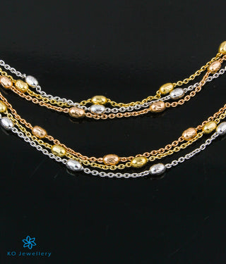 The Tri-tone Silver Rose-gold Anklets