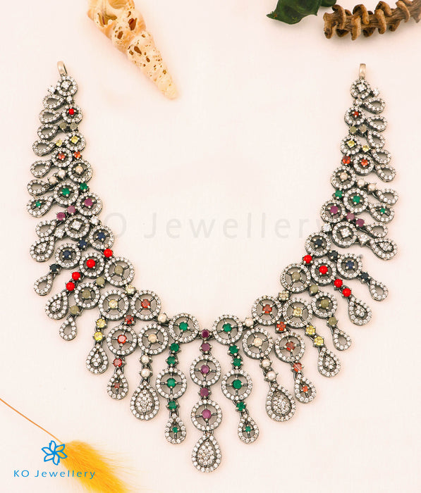 The Divisha Silver Navratna Necklace