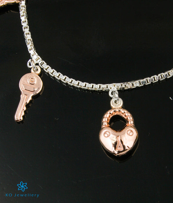 The Elsa Heart & Key Silver Charms Bracelet