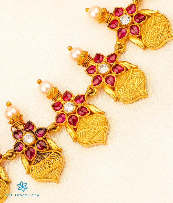 The Vidisha Silver Kempu  Necklace