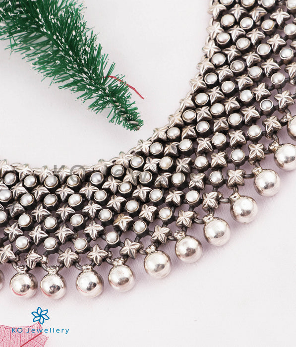 The Urmika Silver Pearl Necklace (5 layers)