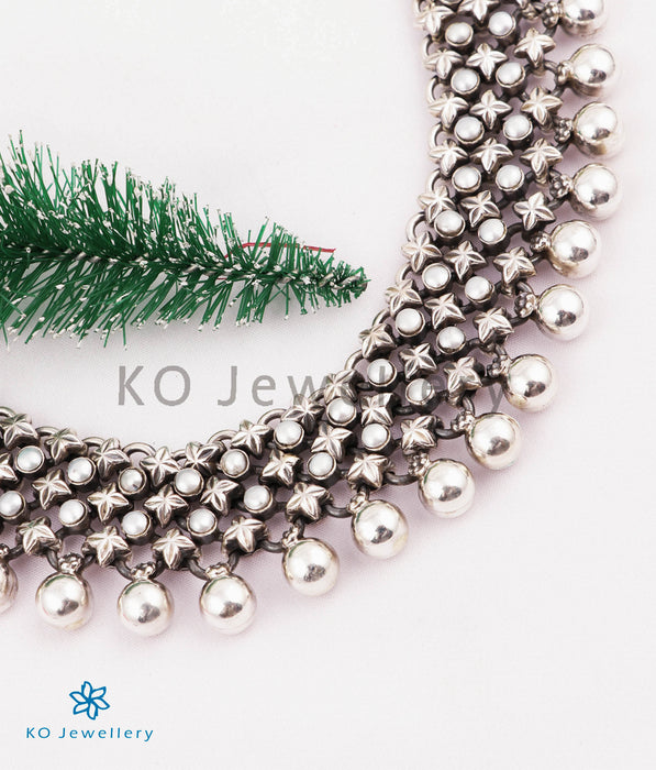 The Urmika Silver Pearl Necklace (3 layers)