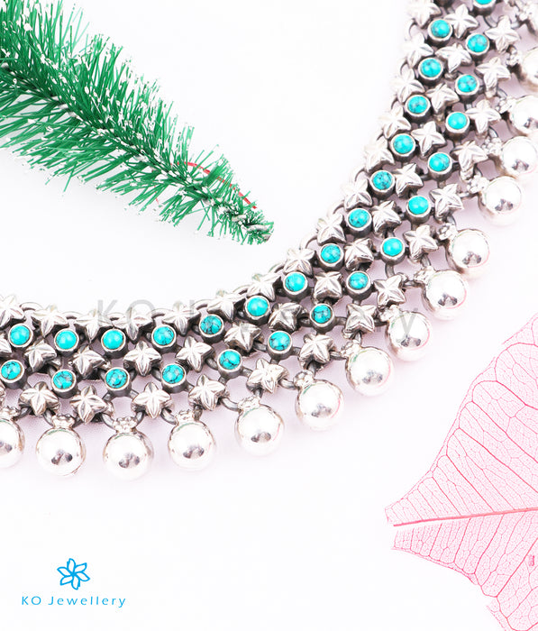 The Nilavarna Silver Turquoise Necklace (3 layers)