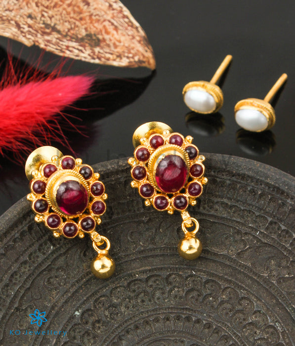 The Dvaya Silver Reversible Earrings (Red/Navratna)
