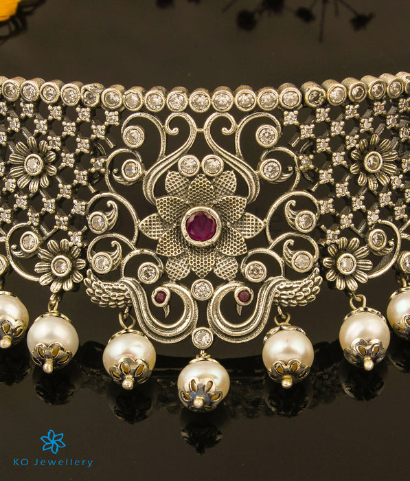 The Bhuvika Silver Pearl Choker Necklace