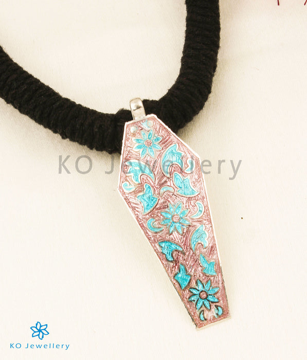 The Akira Silver Meenakari Thread Necklace(Pink/Blue)
