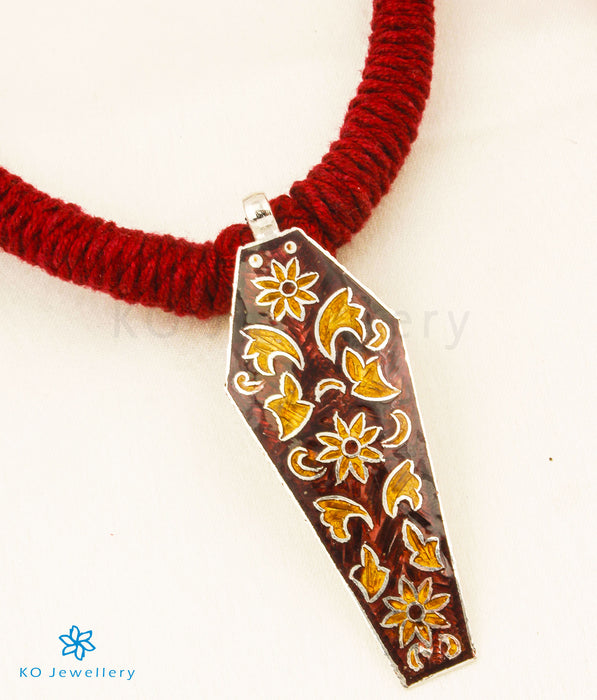 The Akira Silver Meenakari Thread Necklace(Gold/Dark Red)