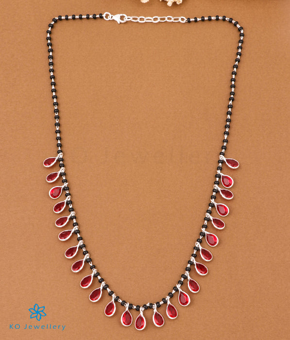 The Akshat Silver Beads Necklace (Red)