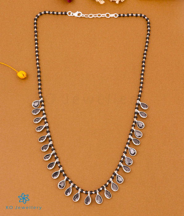 The Akshat Silver Beads Necklace (Black)