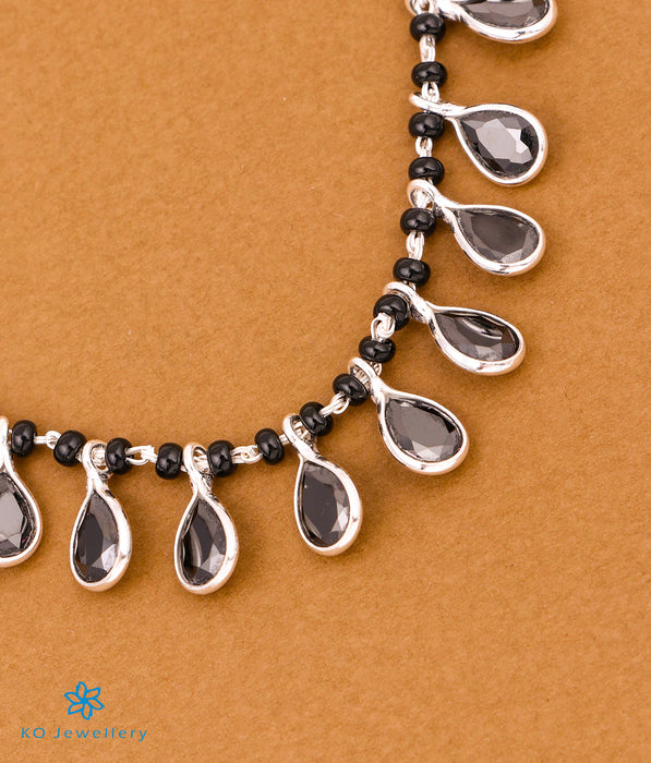 The Akshat Silver Beads Necklace (Black)