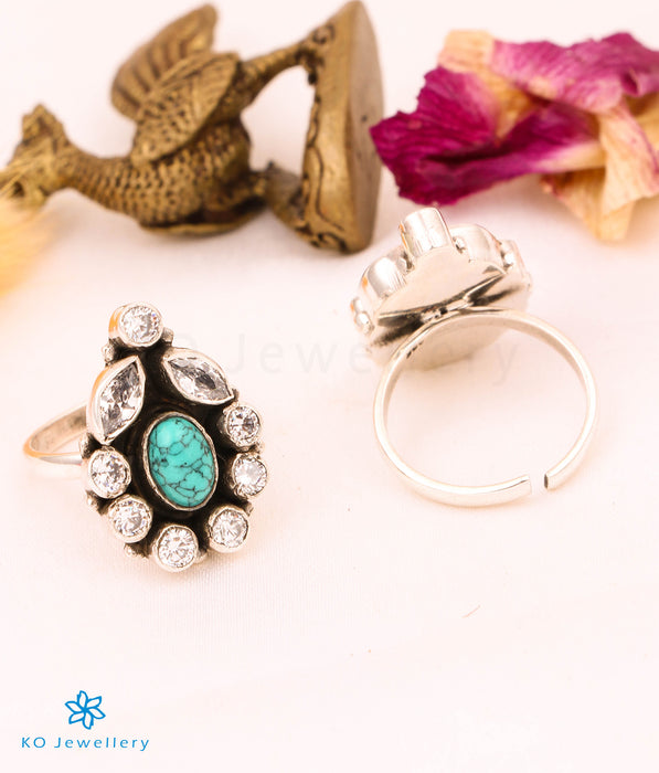 The Nandhika Silver Gemstone Toe-Rings (Turquoise)