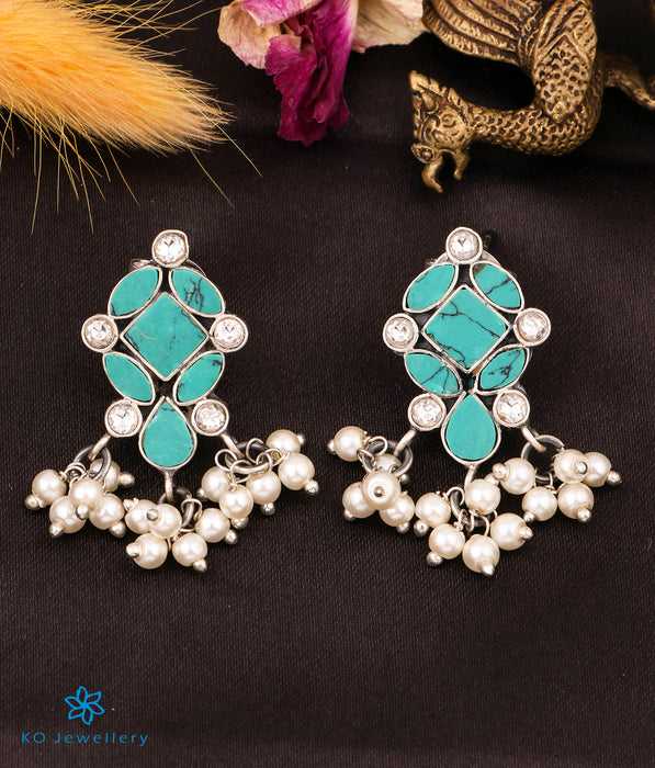 The Imara Silver Kundan Earrings (Turquoise)