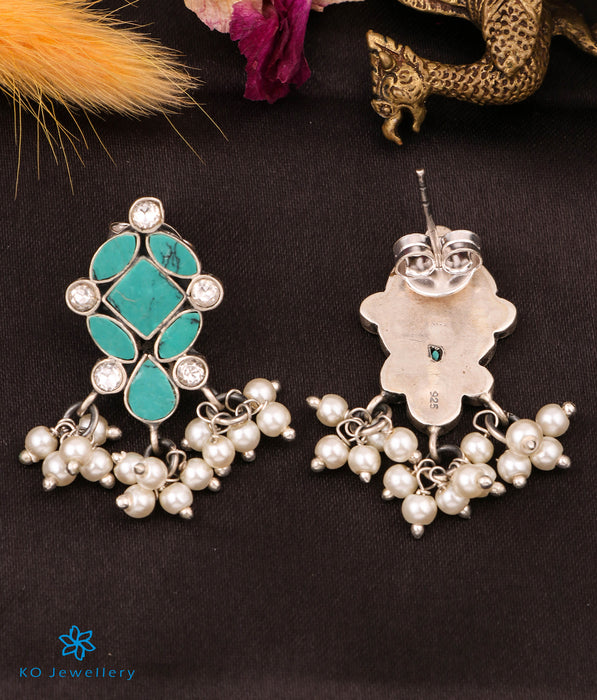 The Imara Silver Kundan Earrings (Turquoise)