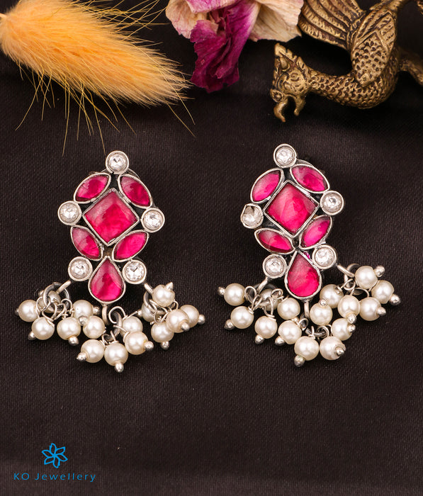 The Imara Silver Kundan Earrings (Pink)