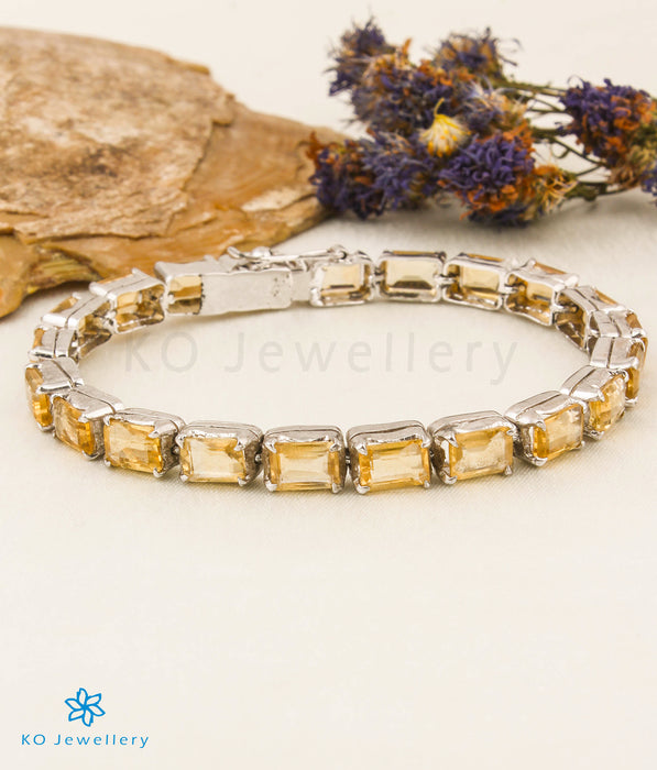 The Golden Topaz Gemstone Silver Bracelet (Square)