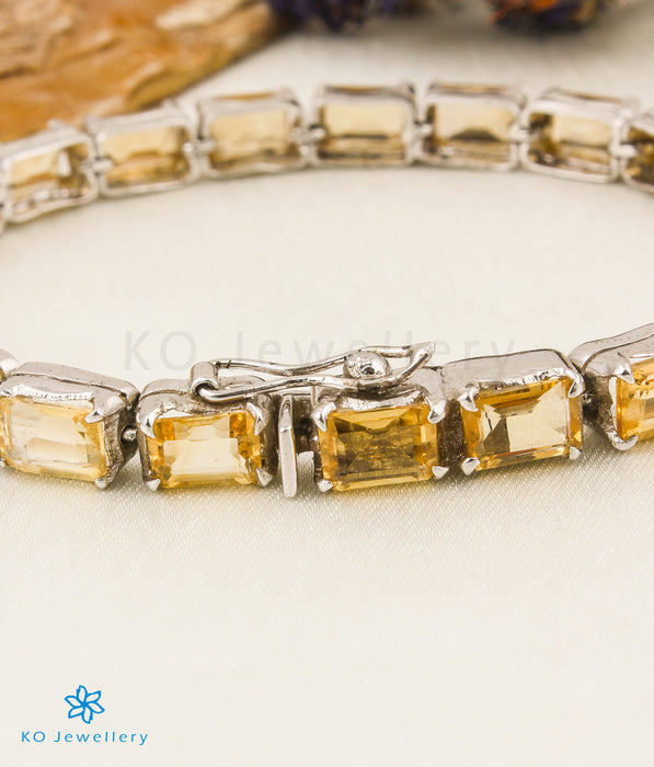 The Golden Topaz Gemstone Silver Bracelet (Square)