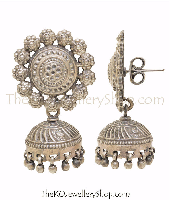 antique sterling silver jhumka for women
