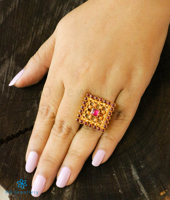 Lalso Royal Ruby Kundan Adjustable Free Size Gold Plated Finger Ring -  Lalso Lifestyle - 3088139