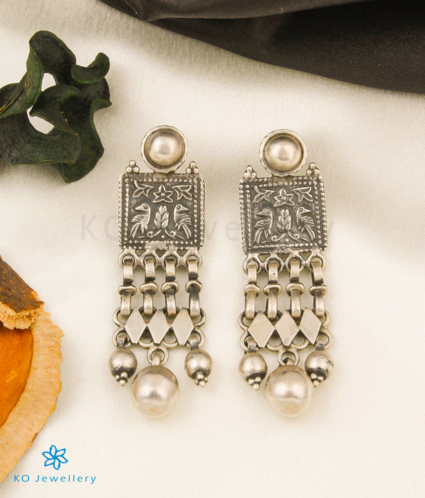 The Nidha Silver Peacock Earrings
