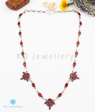The Kamna Silver Gemstone Necklace (Red)