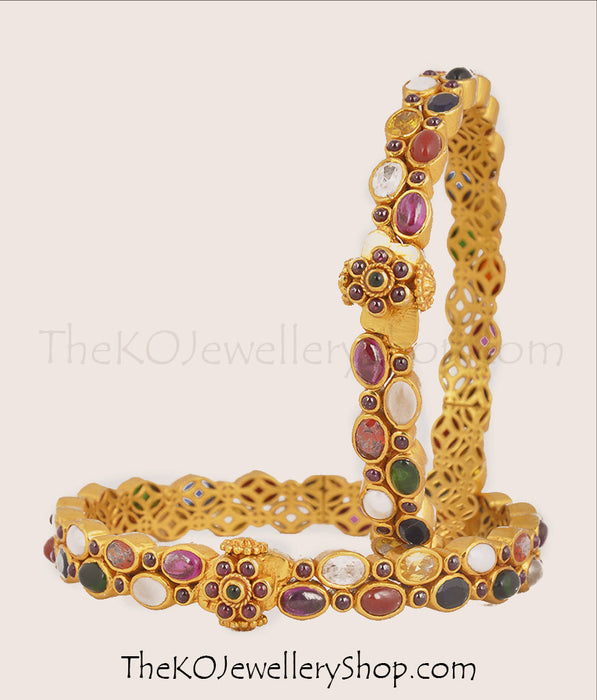 Shop online for women’s gold dipped navratna silver bangles jewellery