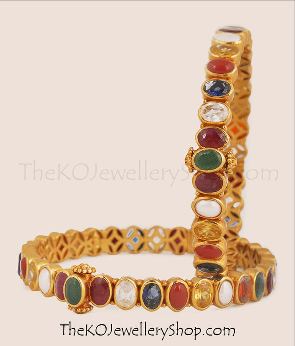 Shop online for women’s gold dipped navratna silver bangles jewellery