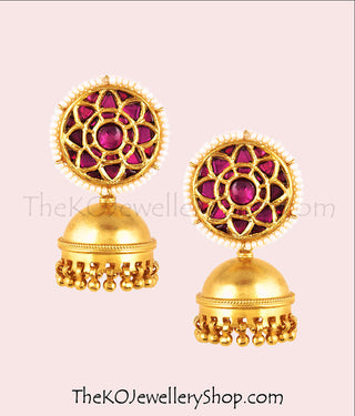 Buy online hand crafted gold plated silver jhumka for women