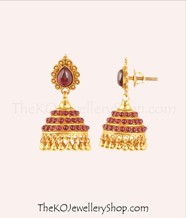 Handcrafted temple jewellery earrings with Bombay screw