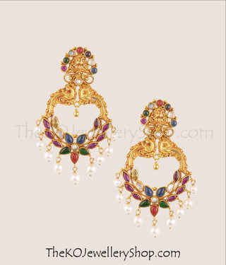 Buy online hand crafted gold dipped navratna silver earrings for women