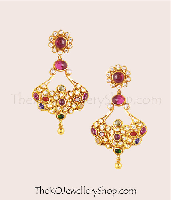 Shop online for women’s gold dipped navratna silver earrings jewellery