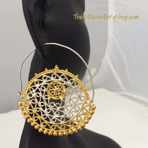 gold plated silver hoops, shop online, silver jewelry India