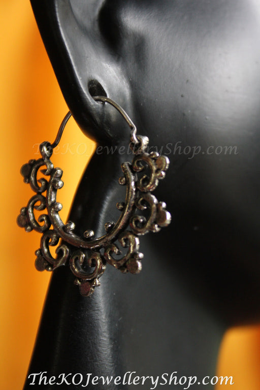  vintage silver indian jewelry hoop earrings
