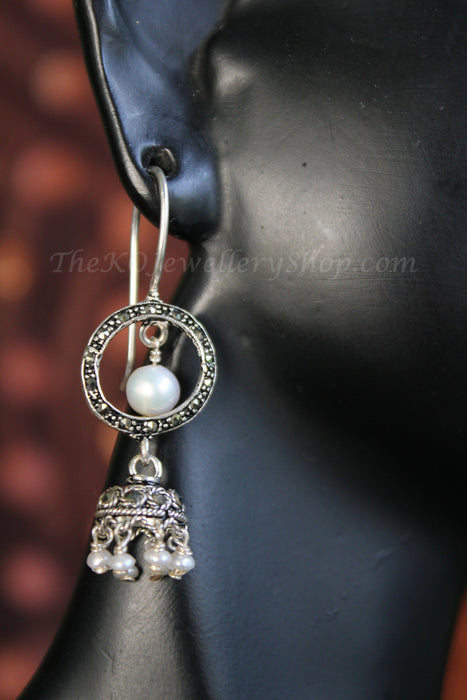 Buy online hand crafted silver pearl jhumka for women