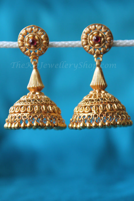 Handcrafted traditional pure silver gold dipped jumka buy online 