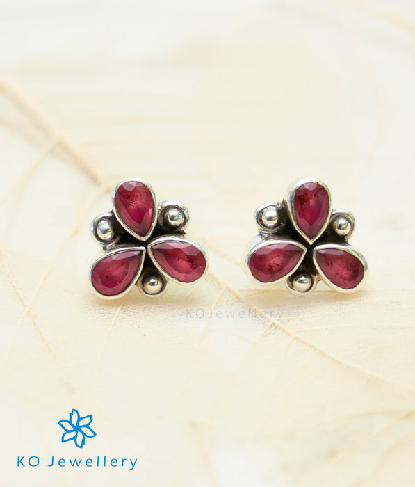 The Anish Silver Gemstone Earrings (Red)