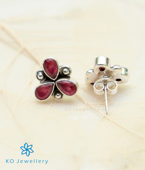 The Anish Silver Gemstone Earrings (Red)