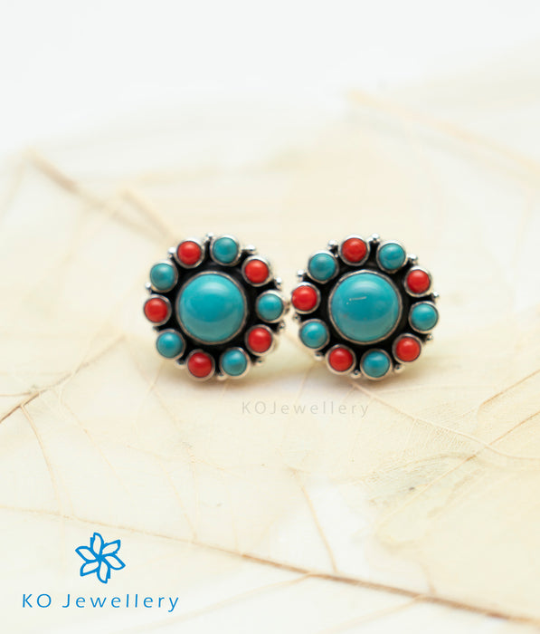 The Samidha Silver Ear-studs (Turquoise)