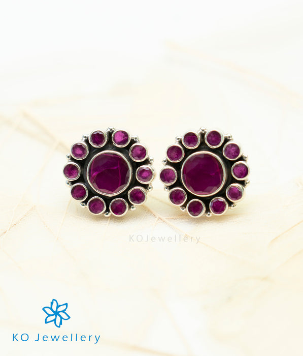 The Samidha Silver Ear-studs (Red)