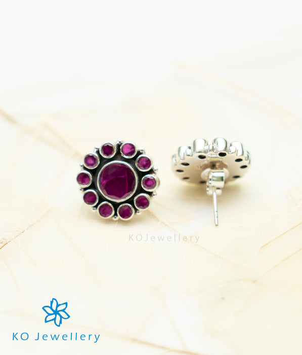 The Samidha Silver Ear-studs (Red)