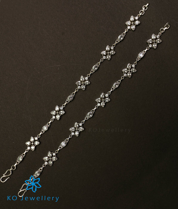 The Samhat Silver Gemstone Anklets (White)
