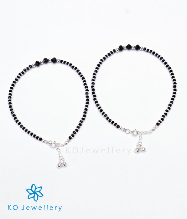 The Shyama Silver Black-bead Anklets