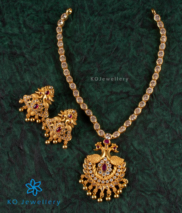 The Sahana Silver Peacock Kemp Necklace
